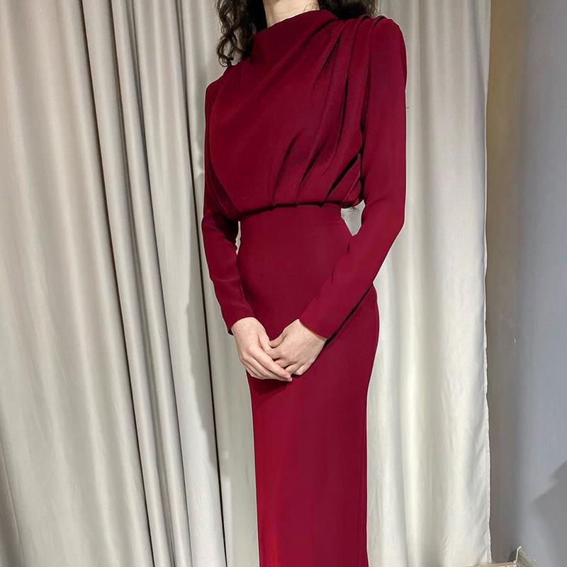Elegant Round Neck High Neck Long Dresses