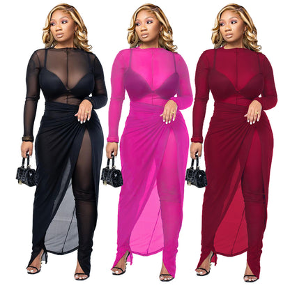 Sexy See Through Jumpsuits Skirts Sets for Women