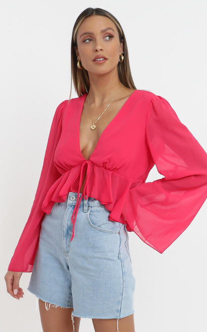 Sexy Women Summer Chiffon Deep V Neck Shirts--Free Shipping at meselling99