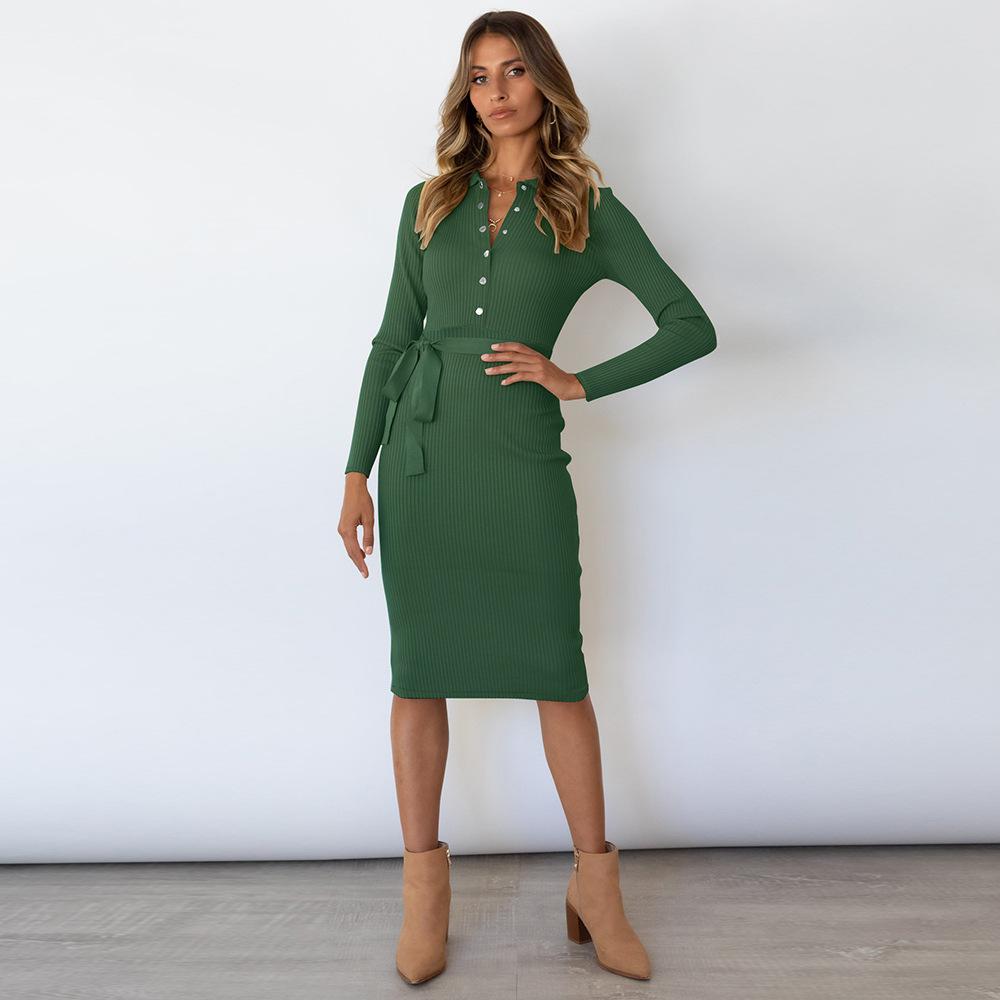 Women Knitting Pullover Bodycon Dresses-STYLEGOING