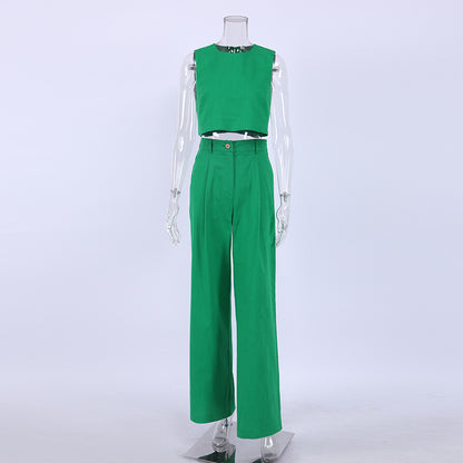 Summer Sleeveless Tops and Wide Leg Pants Summer Outfits