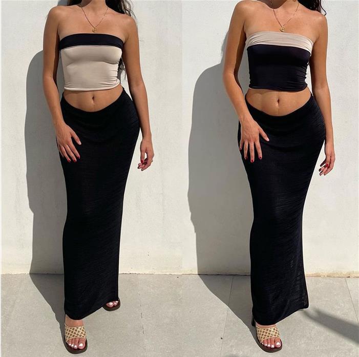Sexy Strapless Tank Top and Sheath Skirts