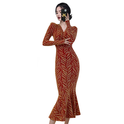 Luxury Elegant V Neck Long Mermaid Dresses