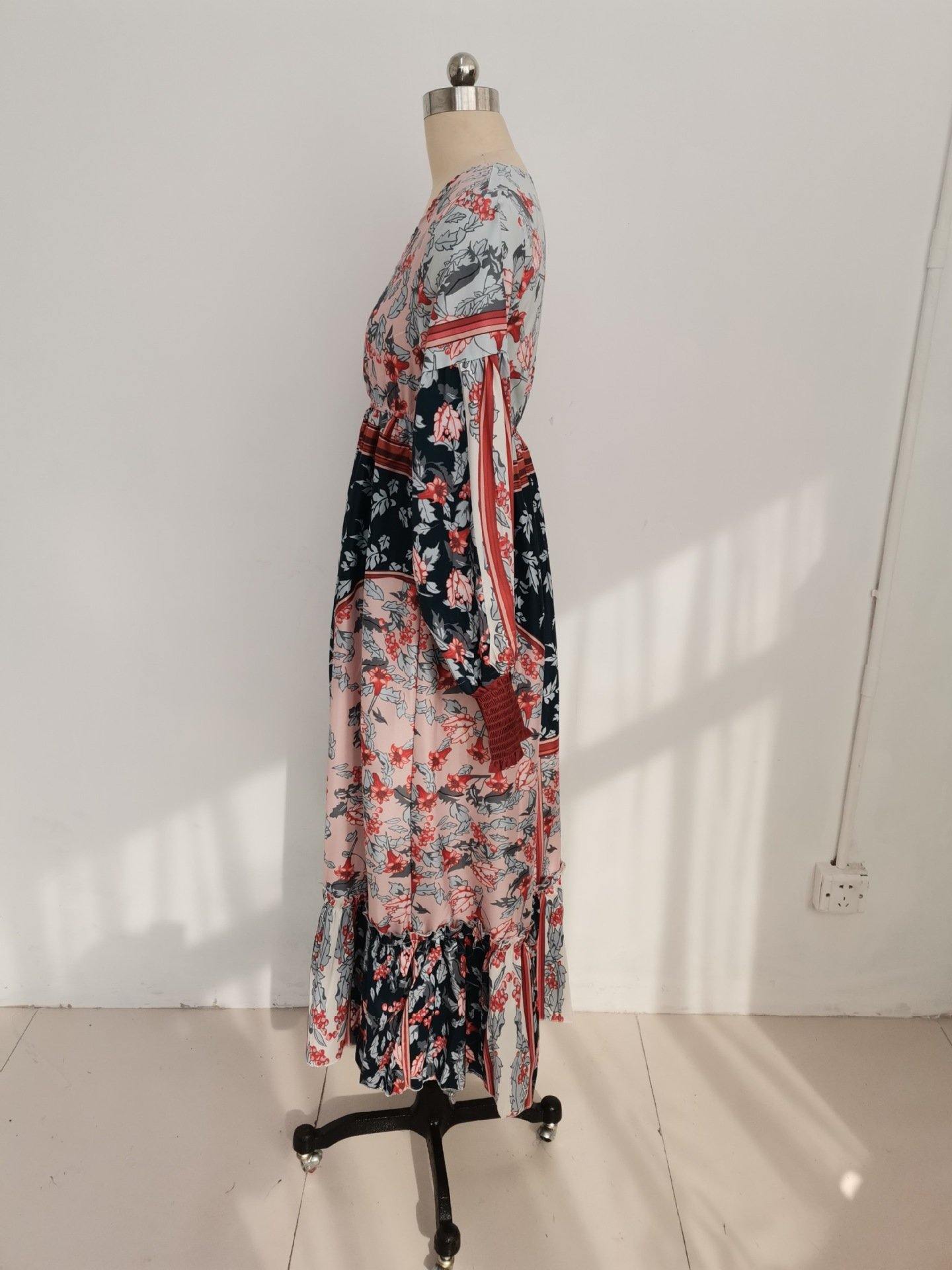 Women Bohemia Floral Print Maxi Dresses-STYLEGOING