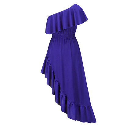 Sexy One Shoulder Irregular Women Summer Dresses