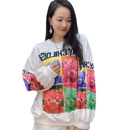 Casual Long Sleeves Diamond-ironing Plus Sizes Women Tops