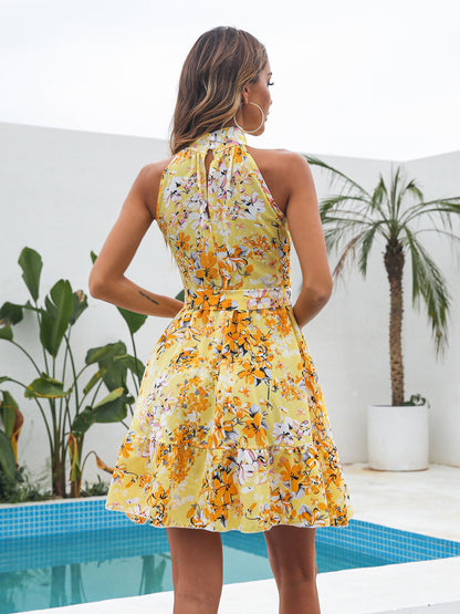 Summer Halter Sleeveless Chiffon Holiday Sun Dresses