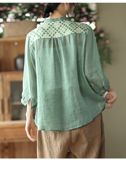 Vintage Flowers Classy Women Long Sleeves Shirts