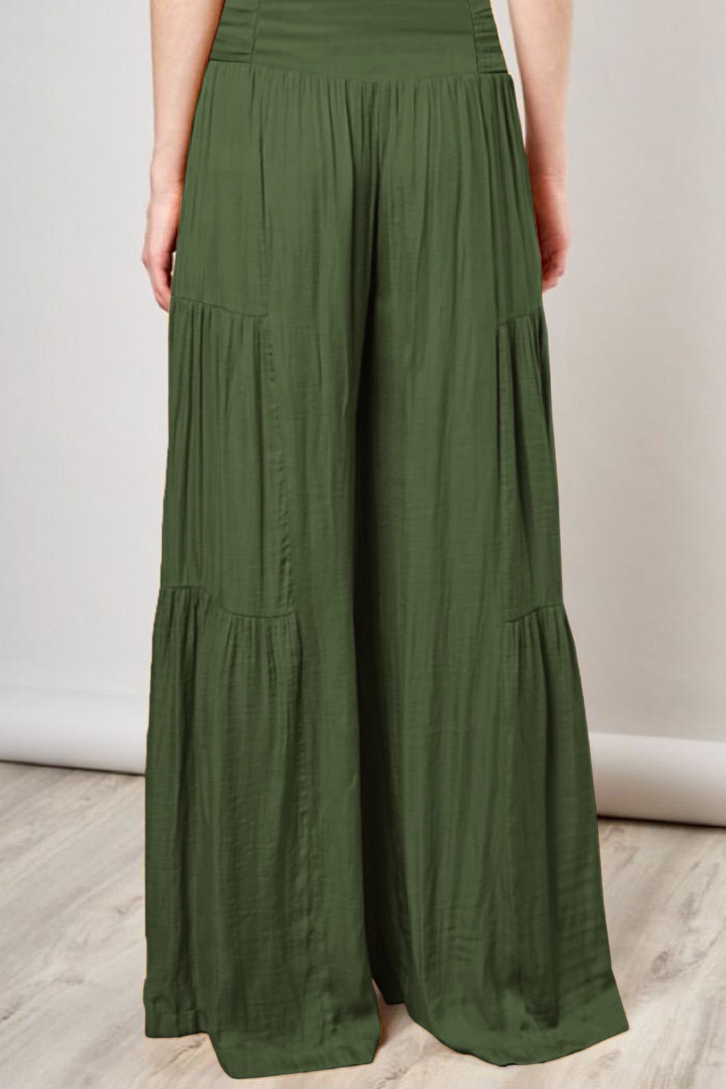 Casual Elastic Waist Wide Legs Pants