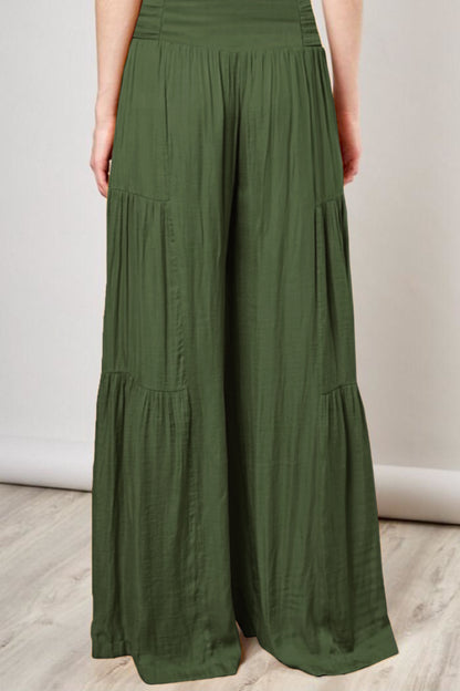 Casual Elastic Waist Wide Legs Pants