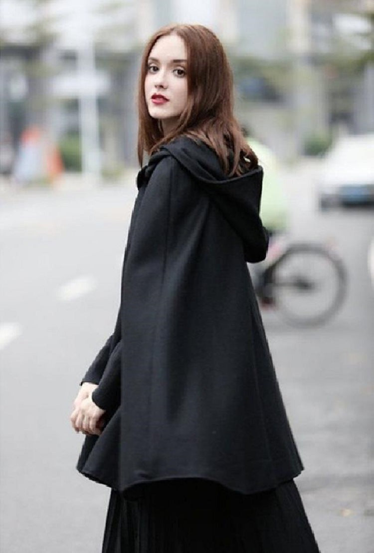 Women Loose Hoodies Cape Tops