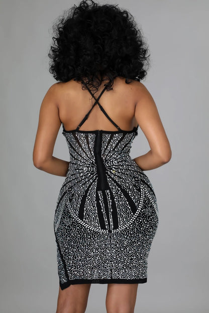 Sexy Deep V Neck Diamond Party Dresses