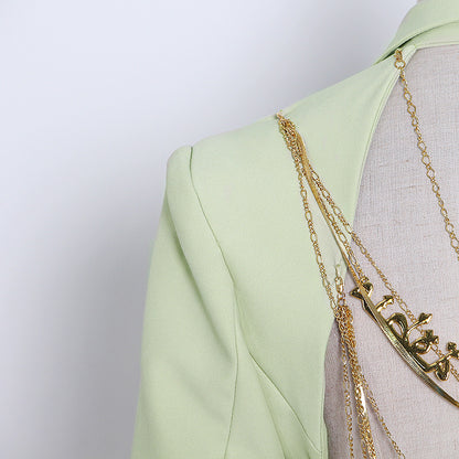 Designed Sexy Back Chains Blazer Coats for Women
