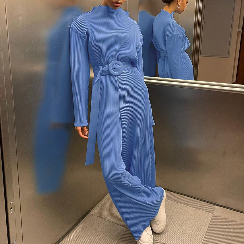 Luxury Spring Stand Collar Women Suits with Belt