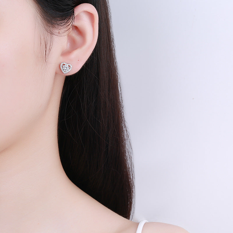 Fashion Sterling Sliver Sweetheart Earrings Stud