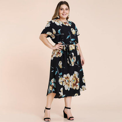 Plus Sizes Short Sleeves Long Dresses-STYLEGOING