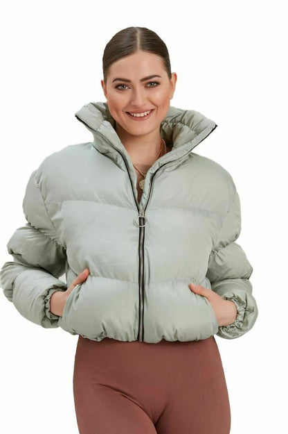 Warm Winter High Neck Zipper Short Cotton-padded Overcoat