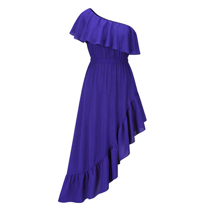 Sexy One Shoulder Irregular Women Summer Dresses