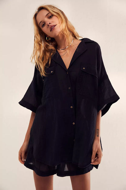 Summer Women Cotton Holiday Bikini Shirts