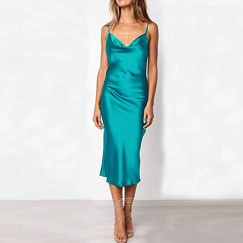 Sexy Slim Waist Party Suspender Strap Long Dresses