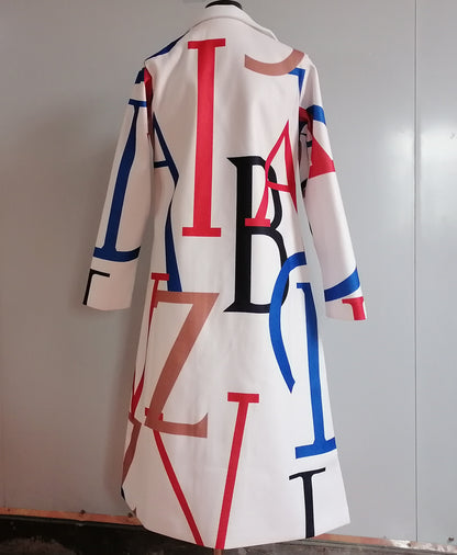 Casual Letter Print Long Coats for Women