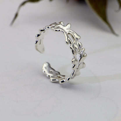 Luxury Irregular Open End Sterling Silver Rings