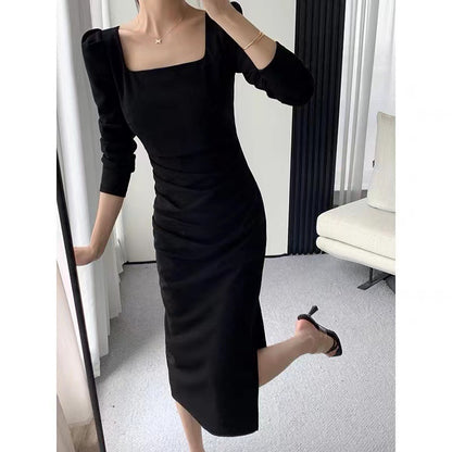 Sexy Square Neckline Long Sleeves Party Dresses