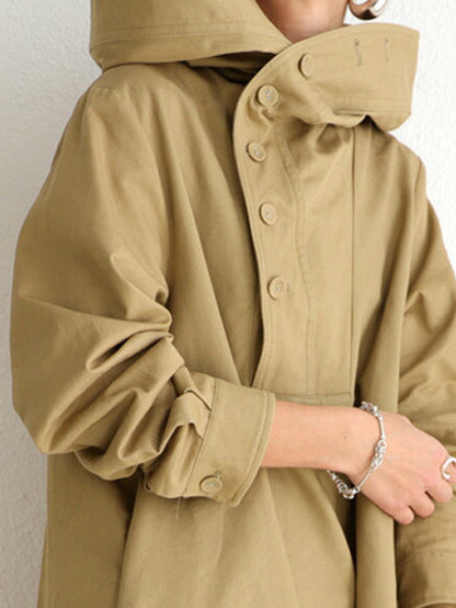 Casual Long Sleeves Hoodies Wind Break Overcoats