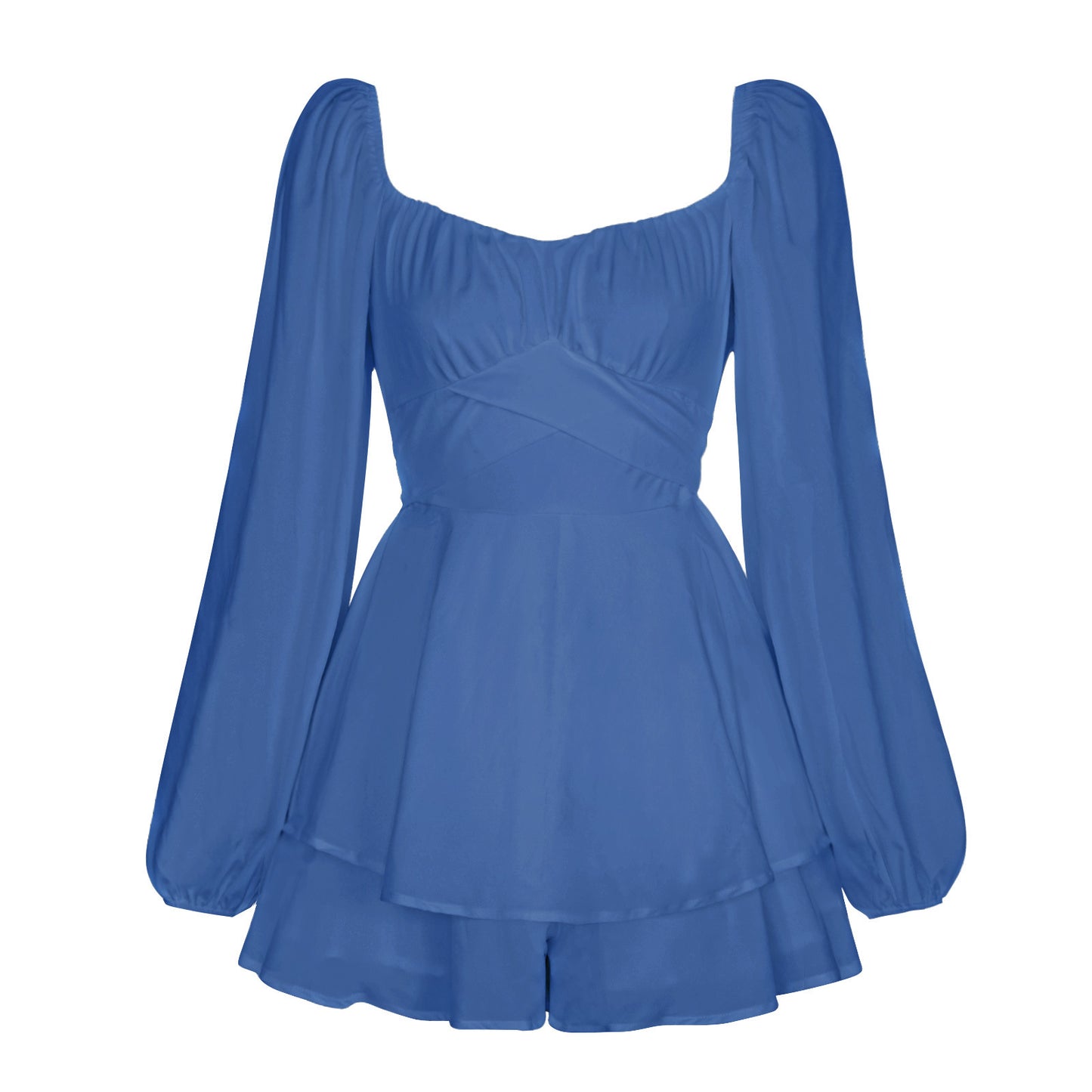 Sexy Square Neckline Long Sleeves  Short Jumpsuits Skirts