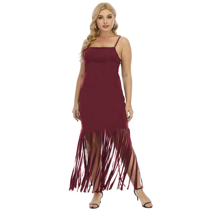 Women Tassel Sheath Sexy Plus Size Dresses-STYLEGOING