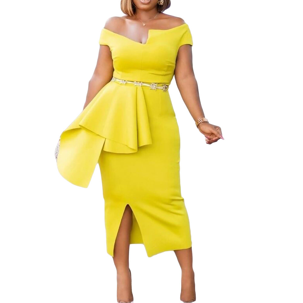 Fashion High Waist Plus Sizes Midi Party Dresses