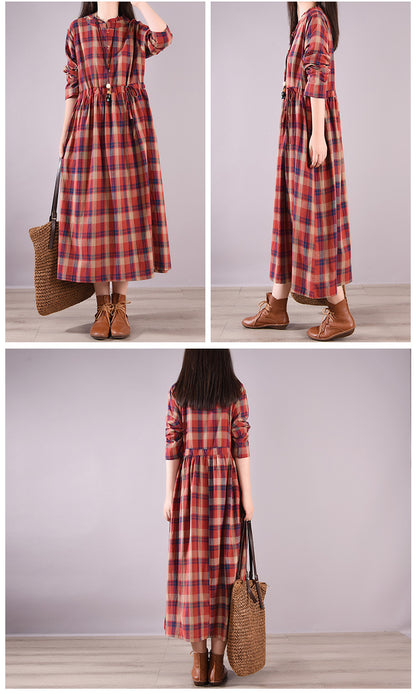 Vintage 80s Linen Drawstring Plus Sizes Long Dresses