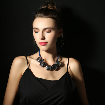 Vintage Irregular Square Clavicle Women Necklace