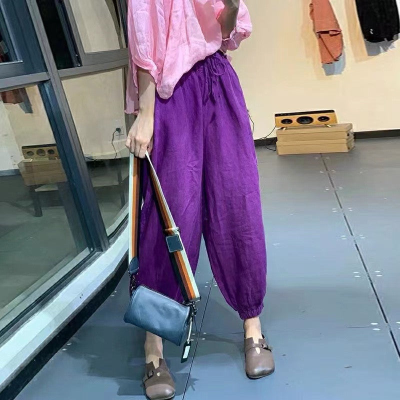 Vintage Linen Plus Sizes Women Harem Pants