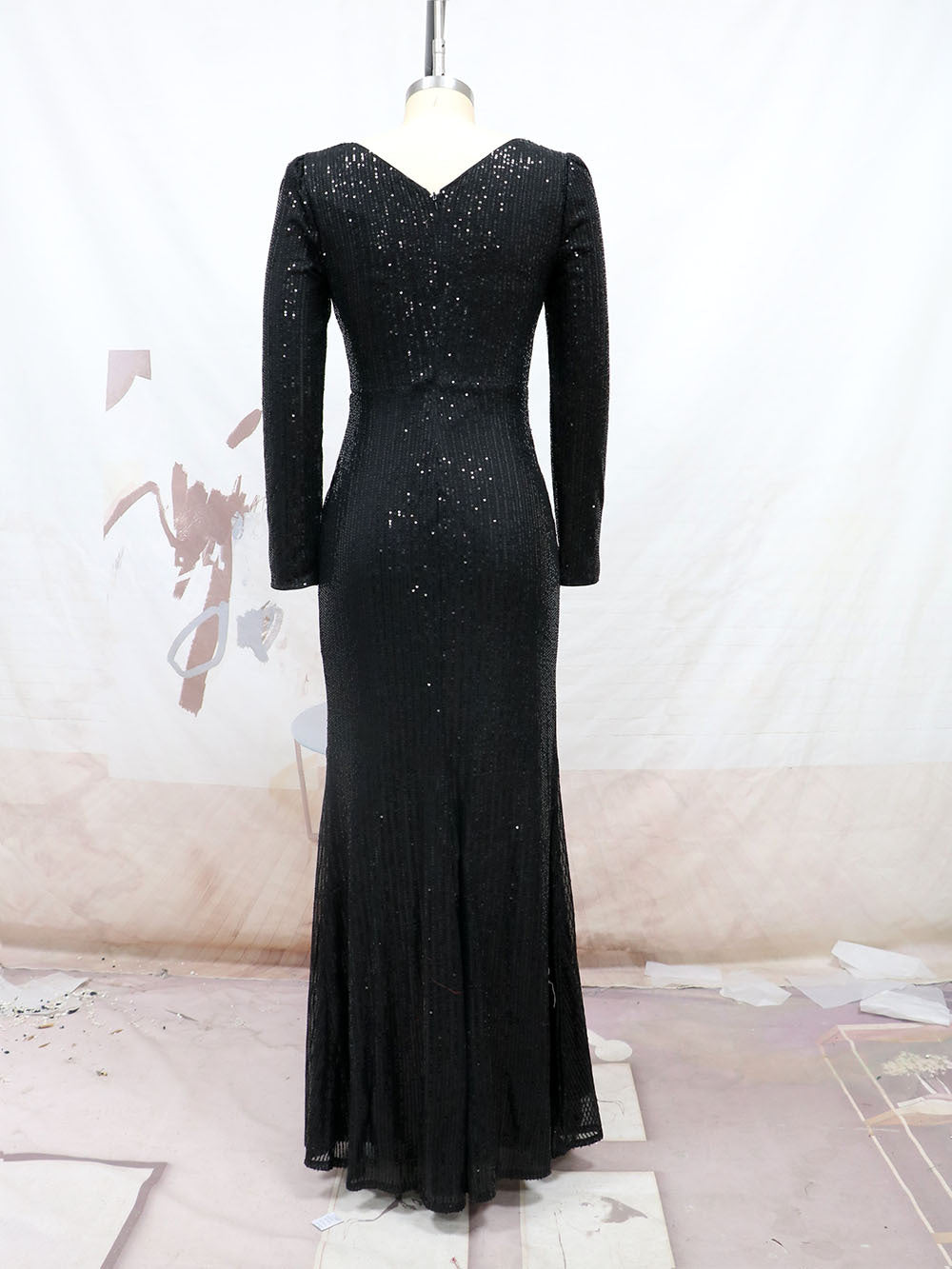 Sexy Long Sleeves Sequined Evening Dresses