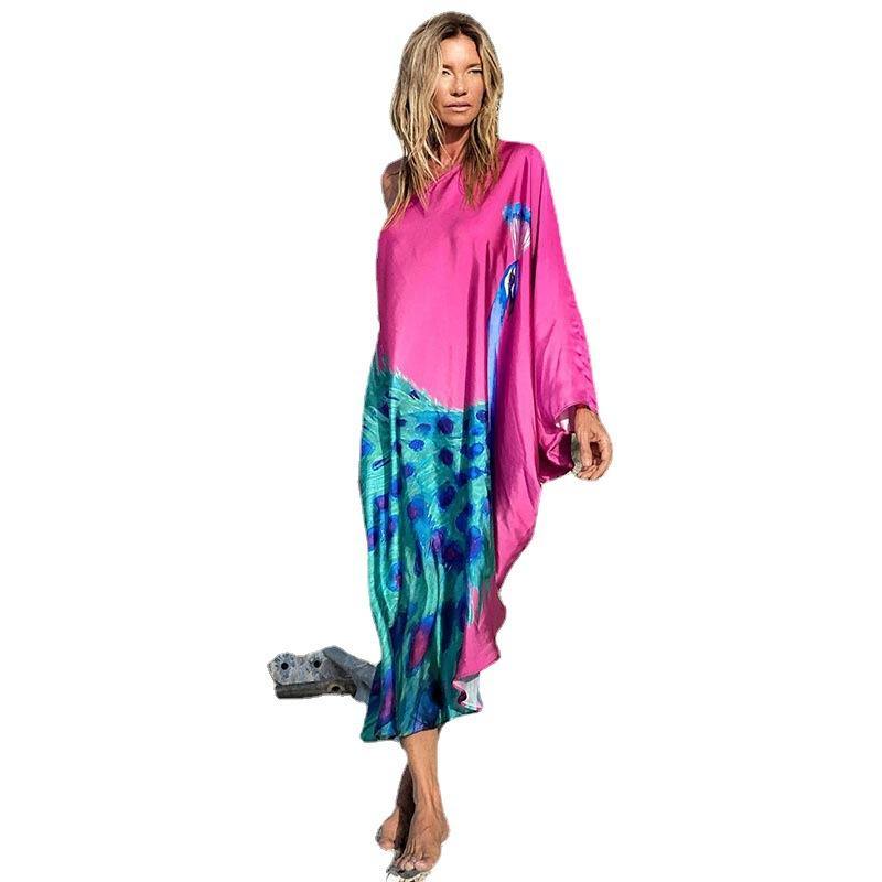 Women Summer One Shoudler Long Dresses-STYLEGOING