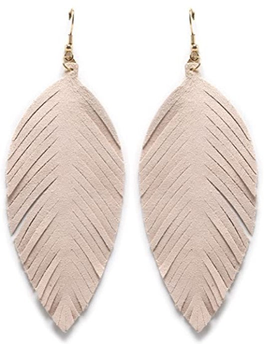 Leaves Designed Tassels Pu Leather Women Earrings