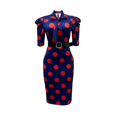 Sexy Bowknot Dot Office Lady Tight Dresses