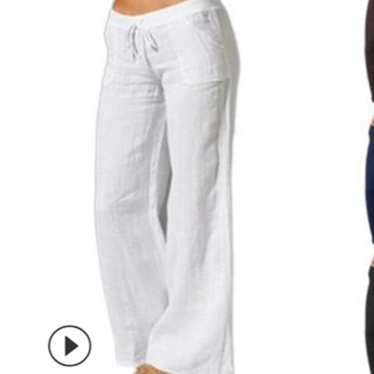 Casual Linen High Waist Women Pants