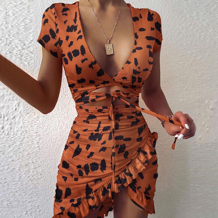 Sexy V-neck Irregular Tight Mini Dresses-STYLEGOING