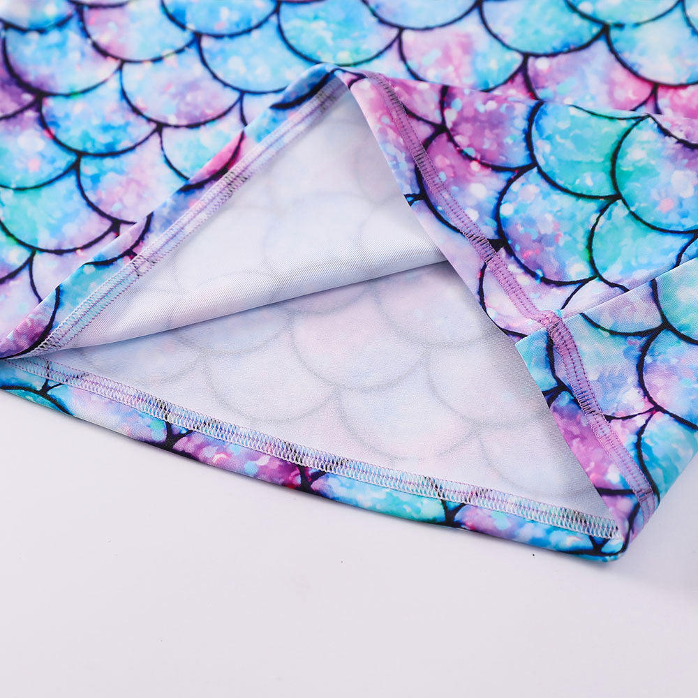 3D Fish Scale Design Two Pieces Swimsuits for Girls