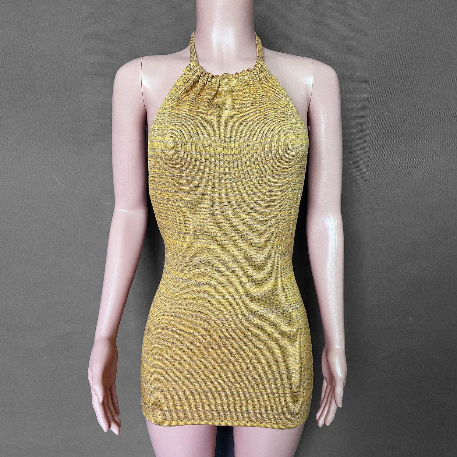 Holiday Sheath Halter Knitting Dresses-STYLEGOING
