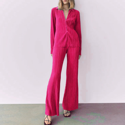 Casual Summer Long Sleeves Shirts and Pants Sleepwear
