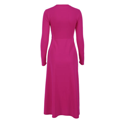 Sexy Autumn Round Neck Slim Knitting Long Dresses