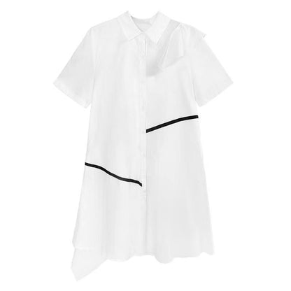 Vintage Summer Irregular Black Shirts Dresses