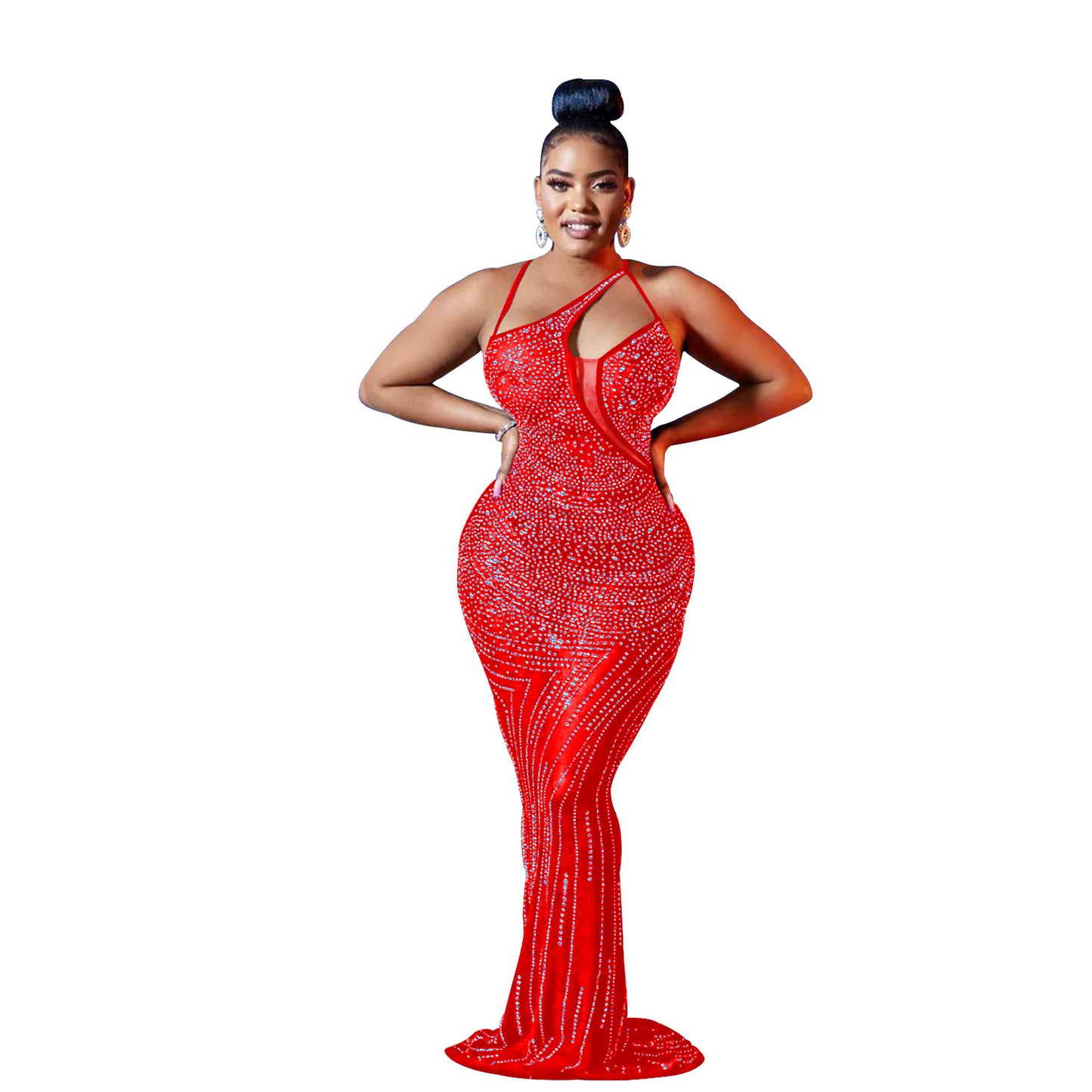 Sexy Diamond Sleeveless Long Evening Party Dresses