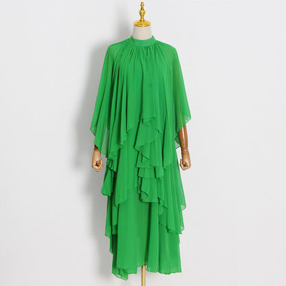 Chiffon High Neck Ruffle Women Long Holiday Dresses