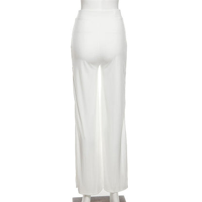 Sexy High Waist Slim Split Front Casual Pants
