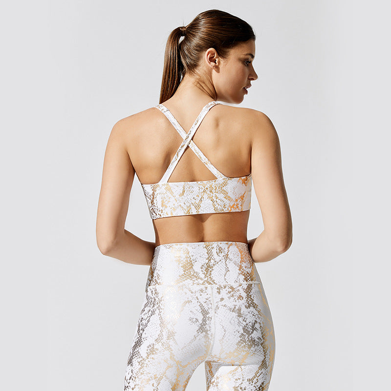 Sexy Elastic Snake Print Sports Suits