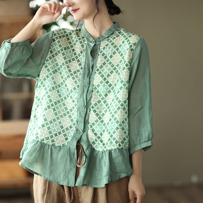 Vintage Flowers Classy Women Long Sleeves Shirts